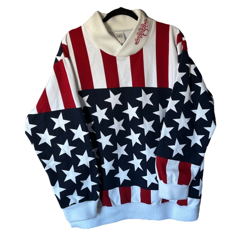 Men's Lg USA Vtg 1990s Oak Ridge Boys Sweatshirt American Flag fleece Patriotic